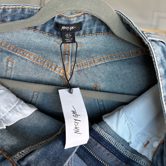 Nasty Gal Denim Corset and Baggy Jeans Set Womens 4 Loose Fit Y2K Baddie jnco - Picture 4 of 11